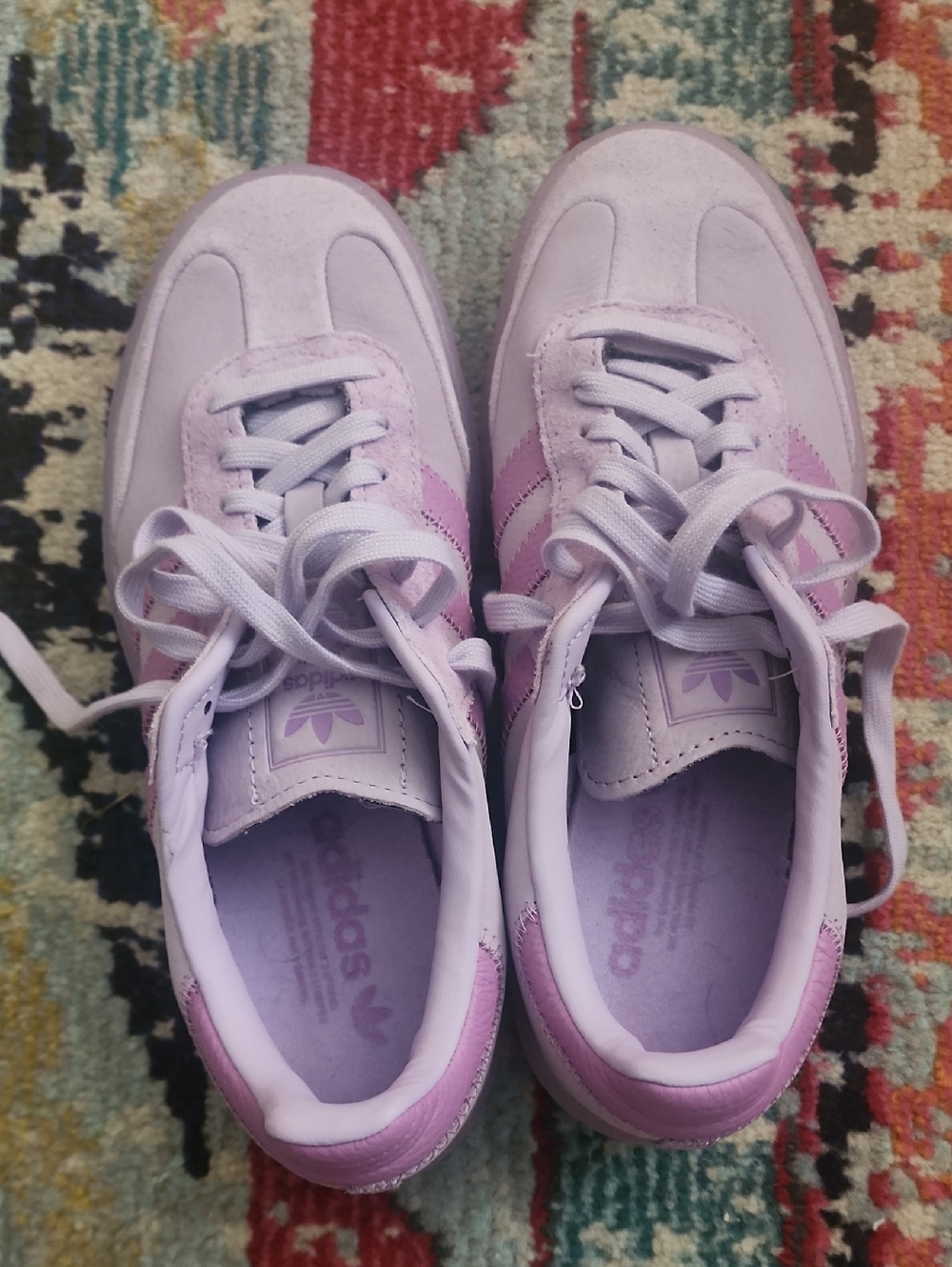adidas Lavender Low-Top Samba Womens Suede Sneakers - Size 8